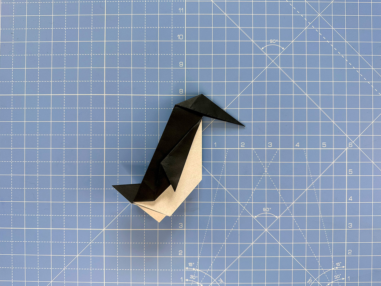 How to make an origami penguin - step 18b