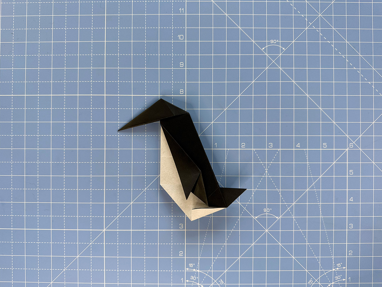 How to make an origami penguin - step 18c
