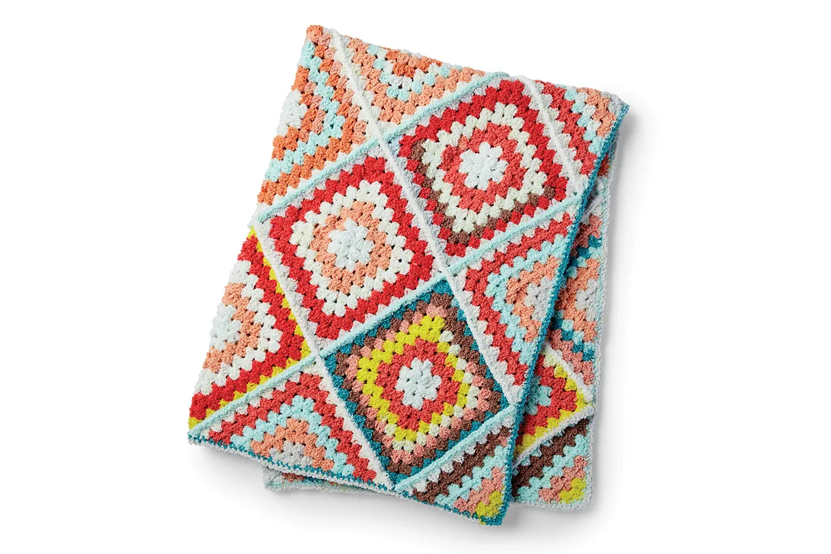 bernat random granny square blanket free pattern
