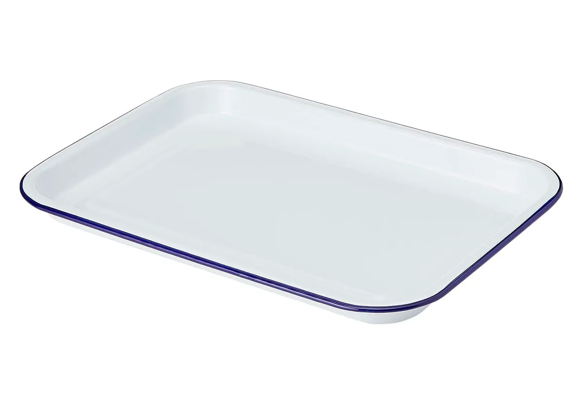 White enamel serving tray