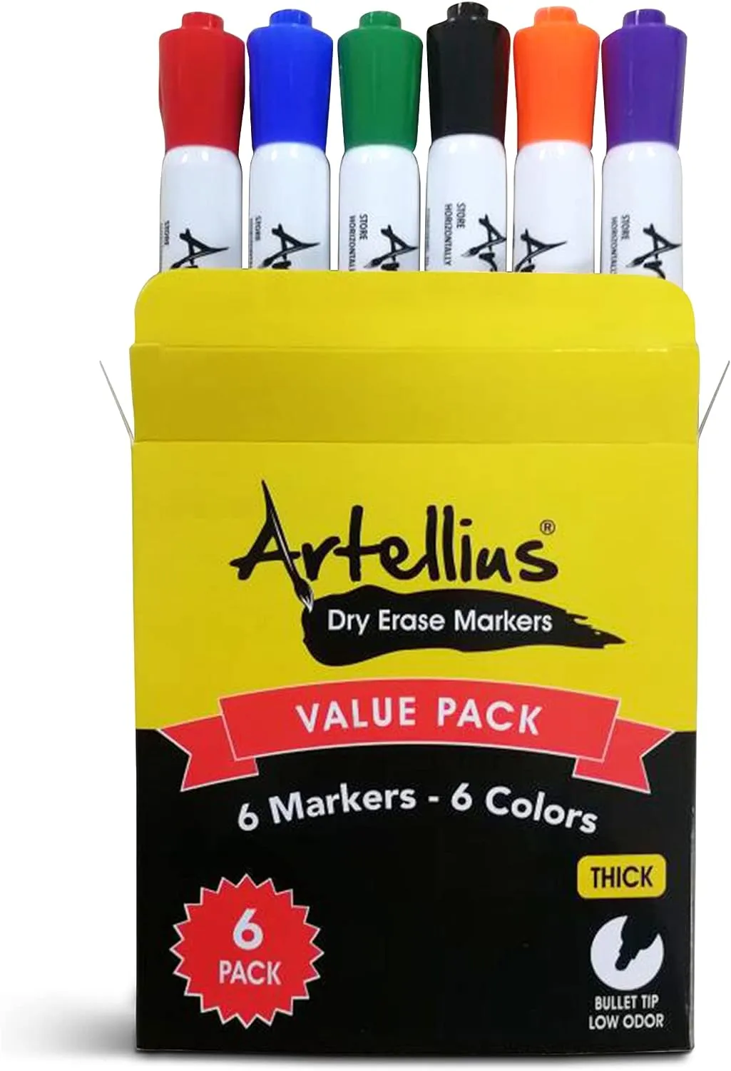 Artellius 6 Pack Dry Erase Marker Pens