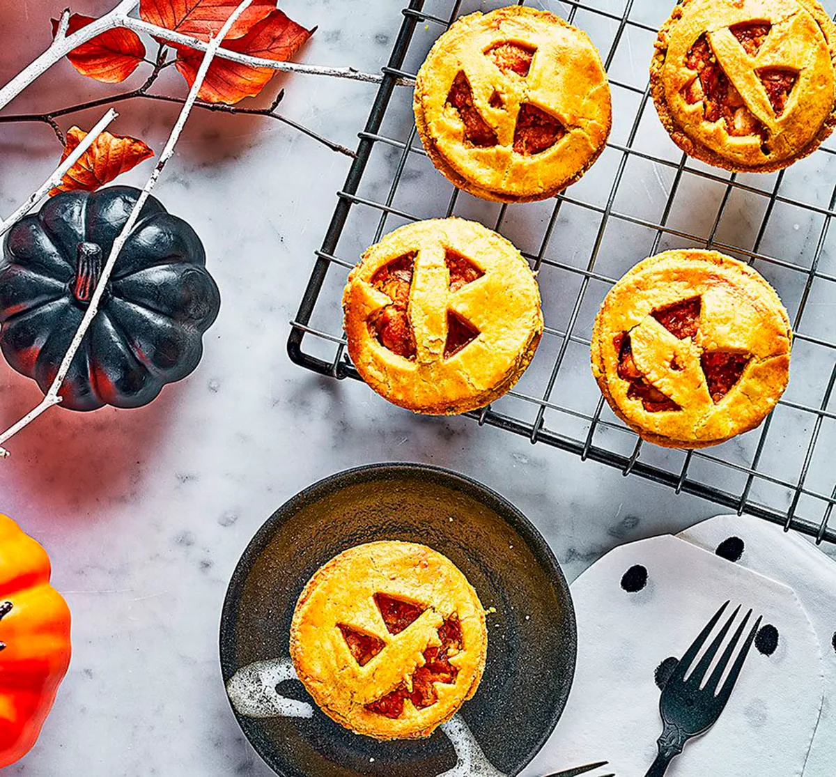 Mini pumpkin and feta pies