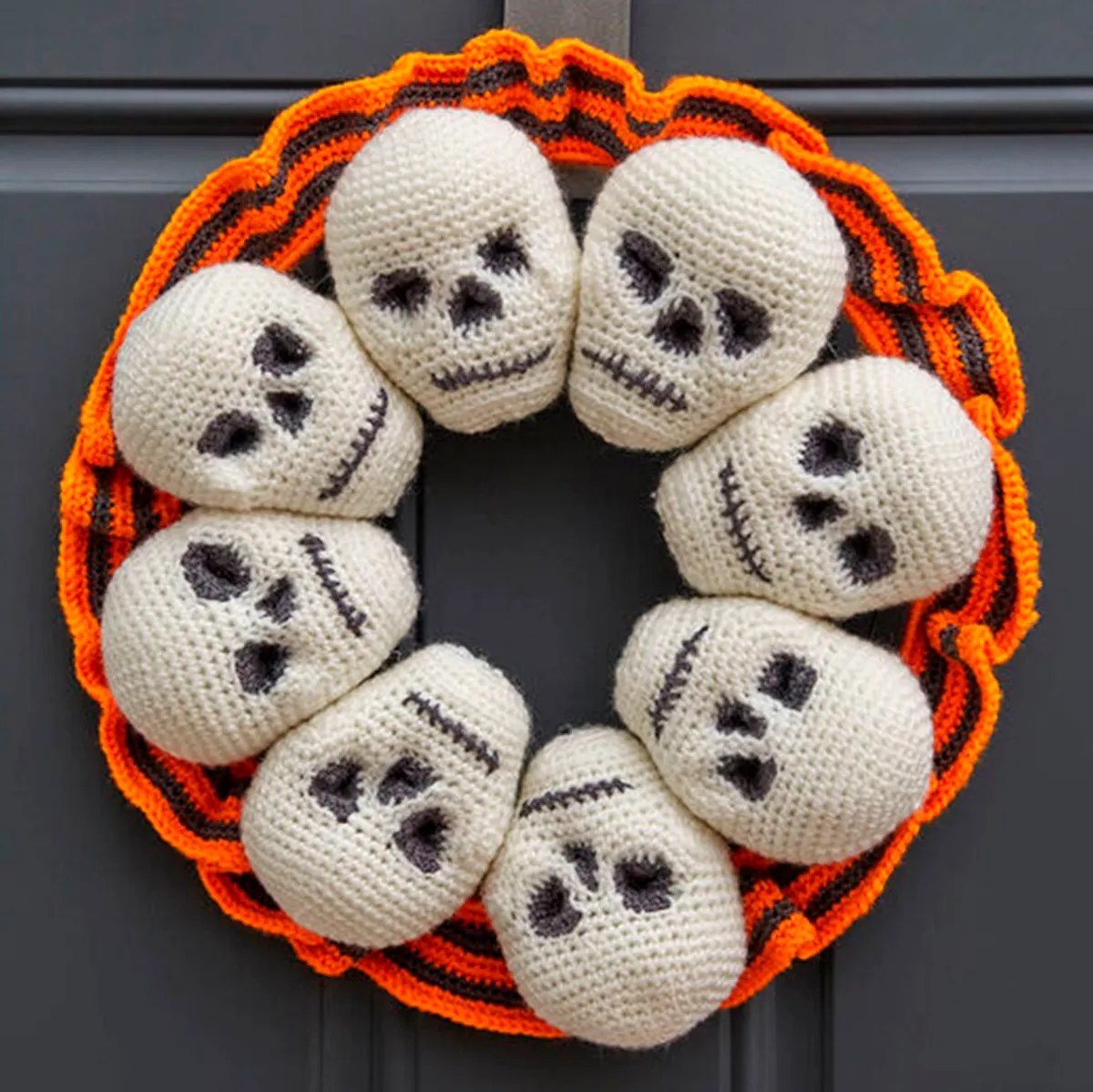 Crochet skull wreath