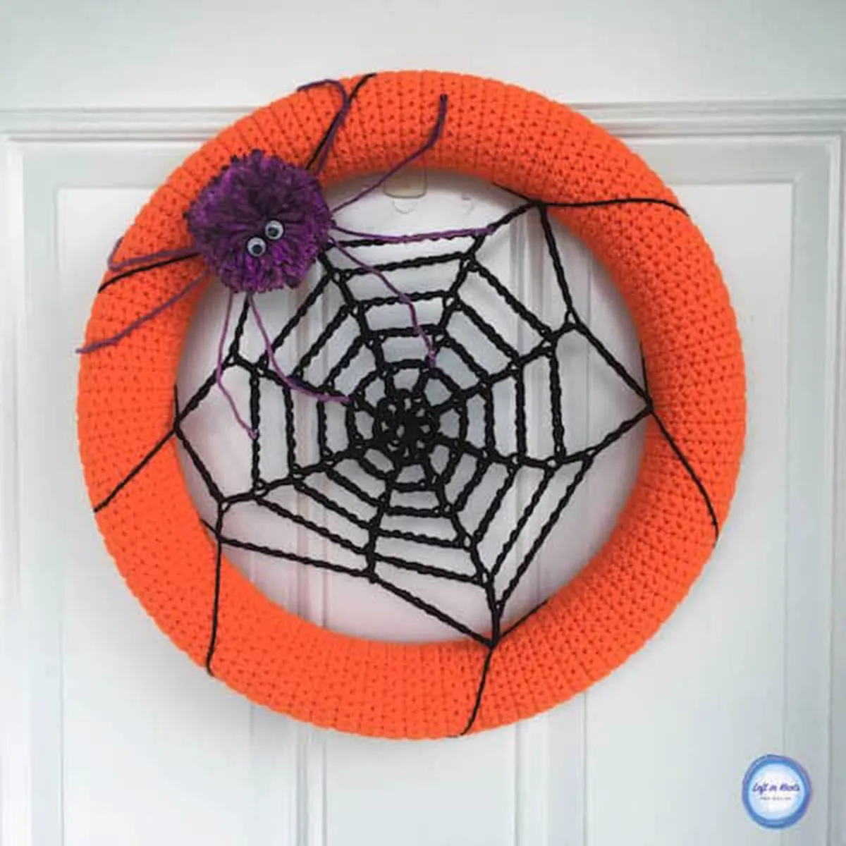 Crochet spider web wreath