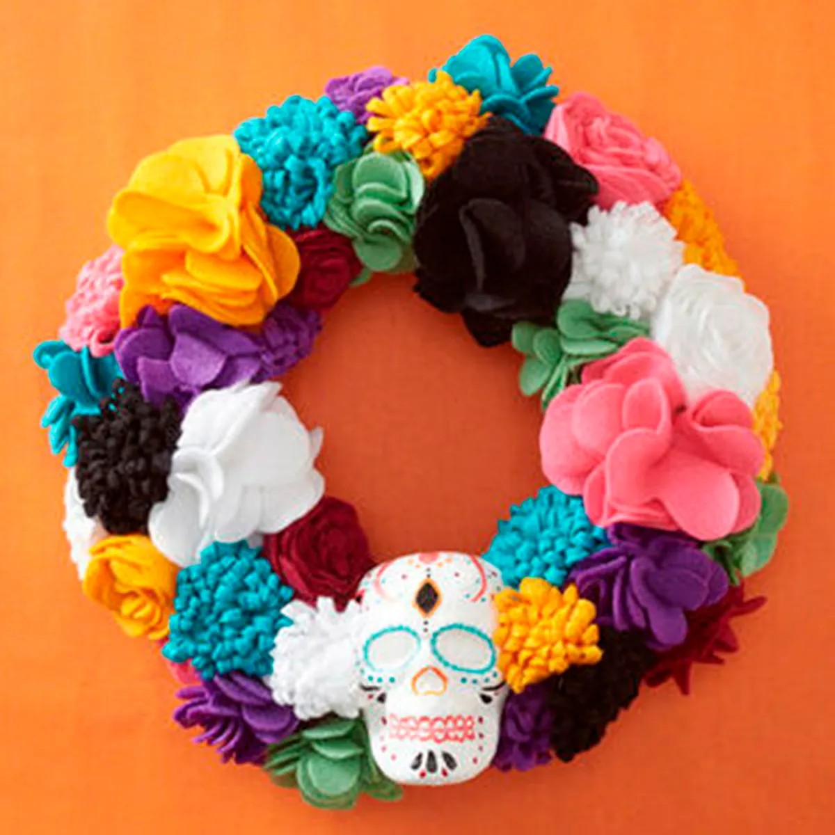 Floral skull wreath