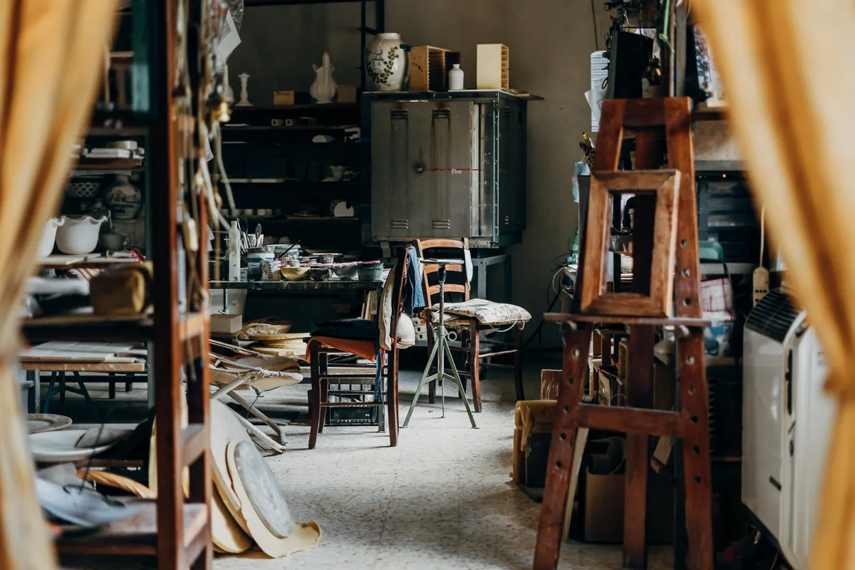 The cozy atelier or studio of a professional artist, Gabriella Clare Marino