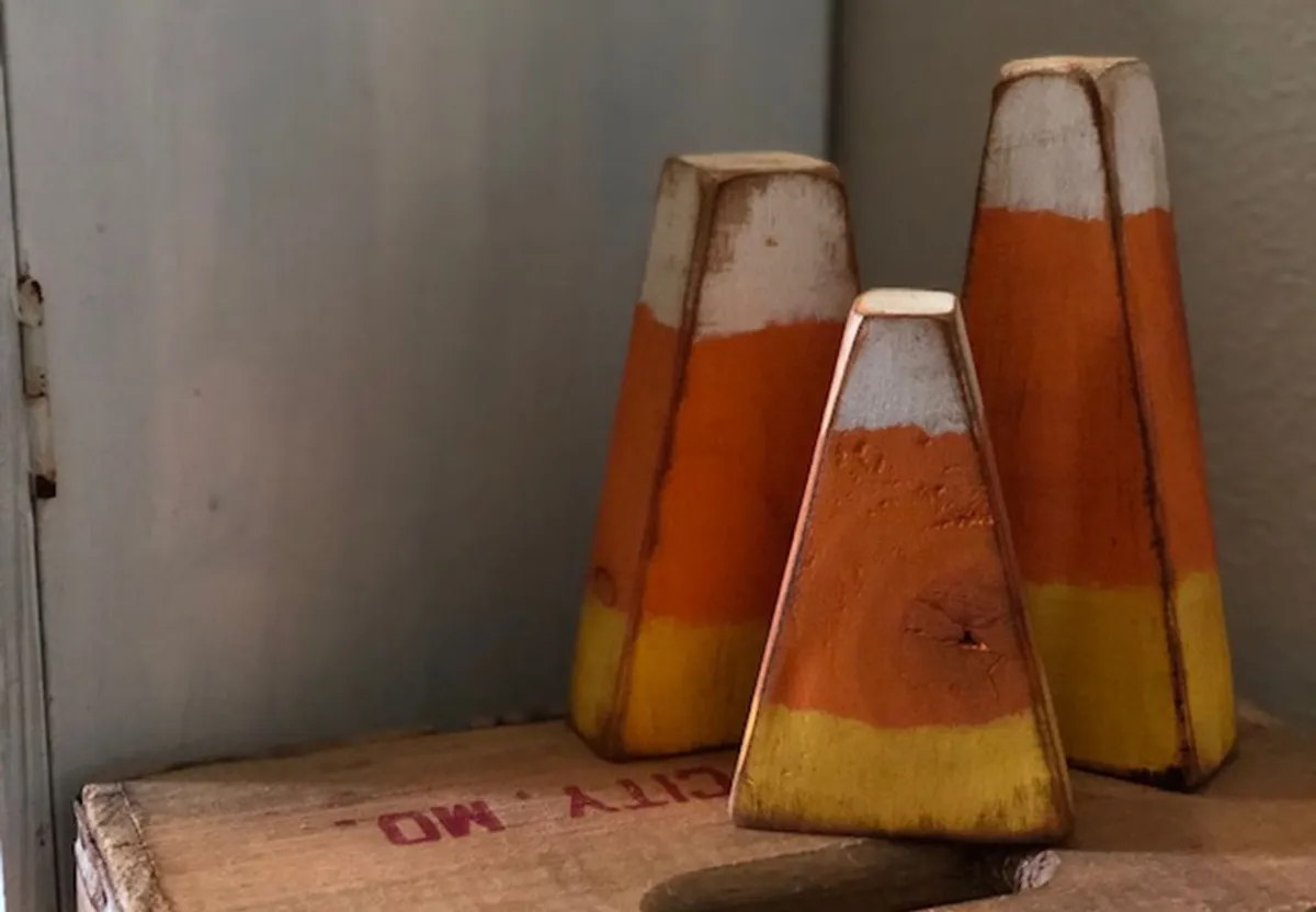Wooden candy corn