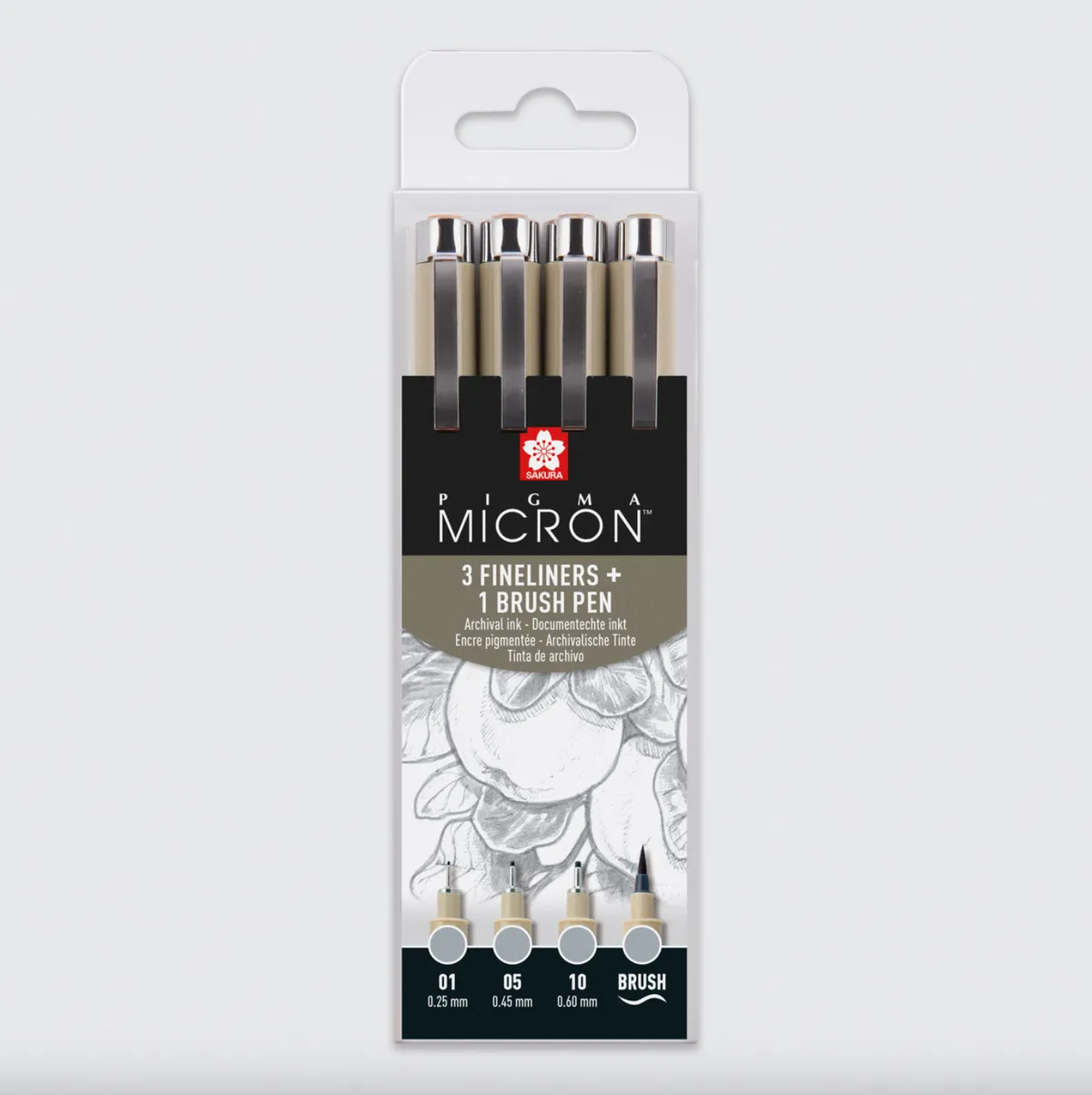 Sakura Pigma Micron Pen Wallet Light Cool Gray Set of 4