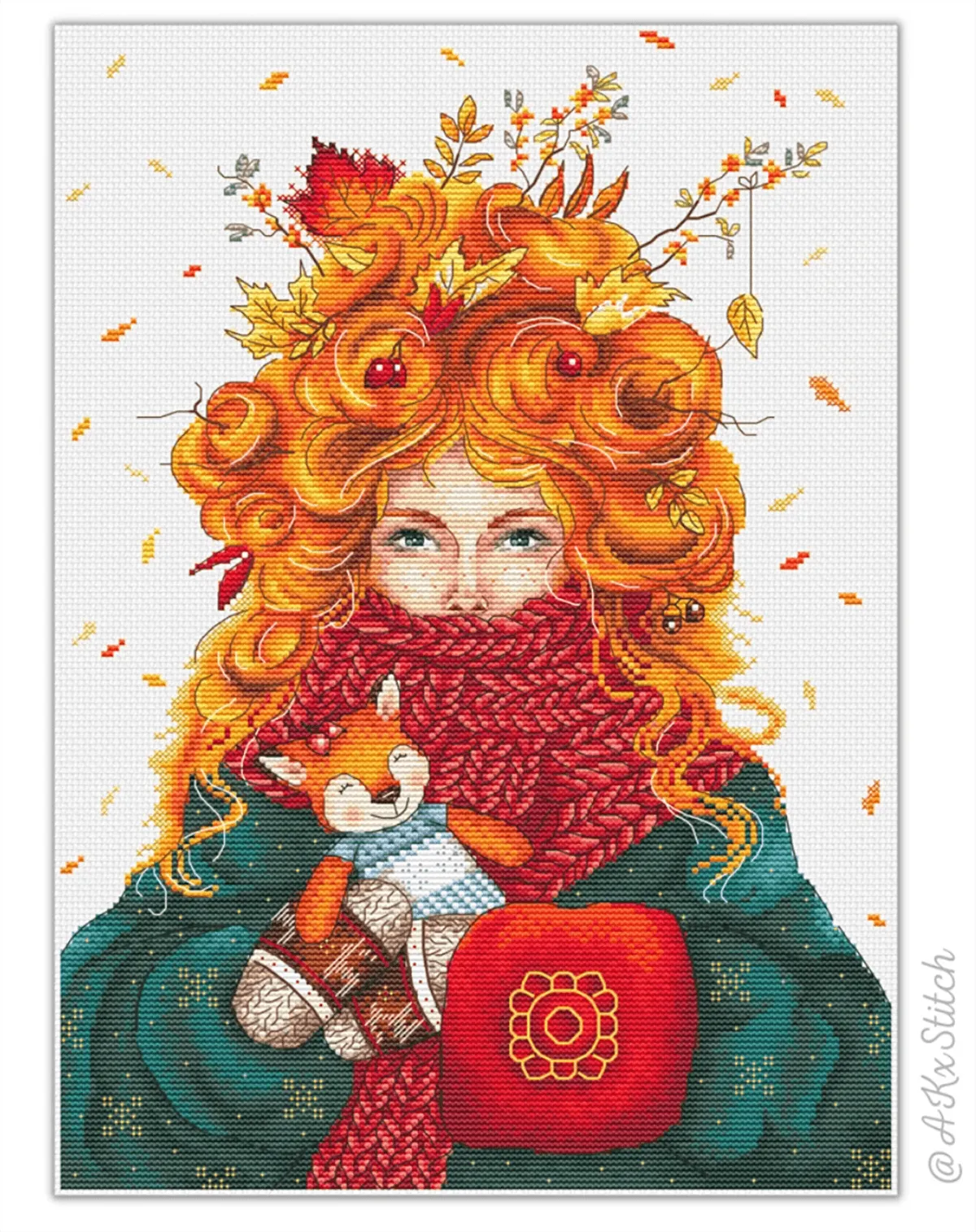 autumn-cross-stitch lady