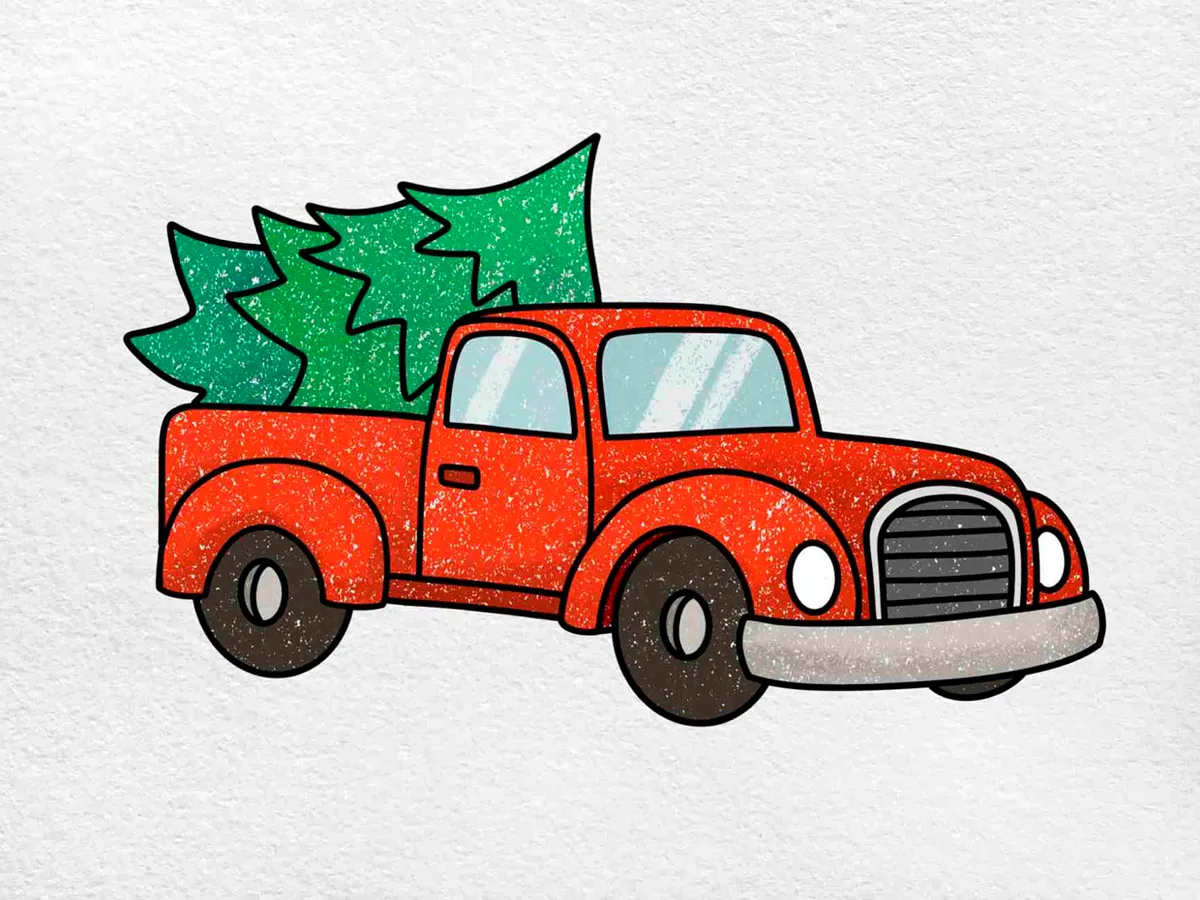Christmas truck drawing