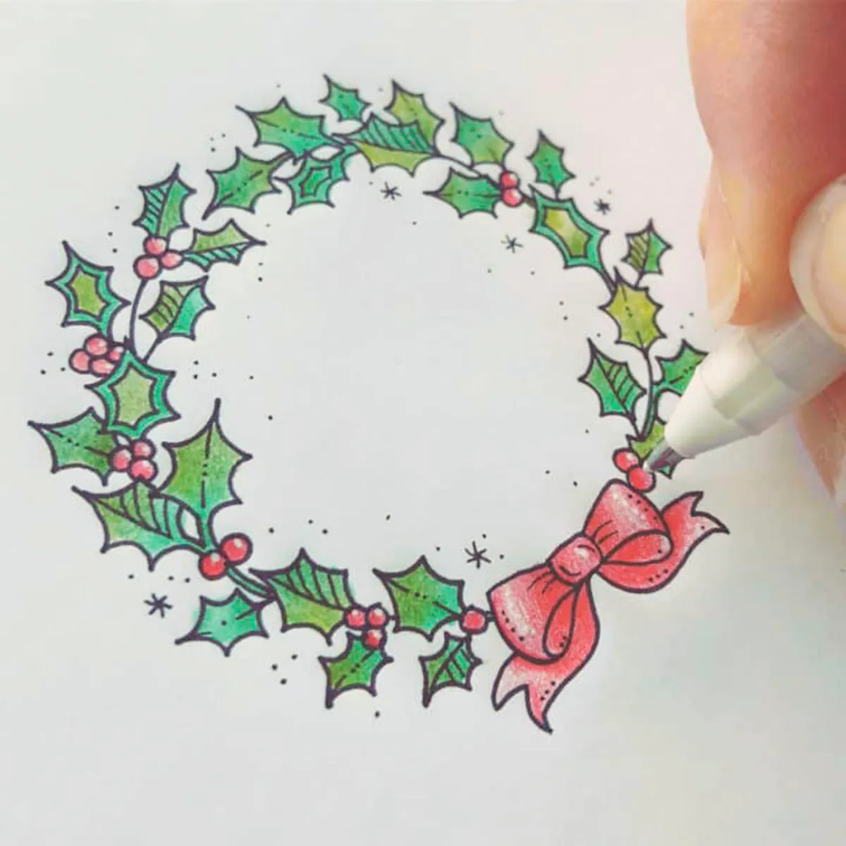 Easy Christmas garland drawing