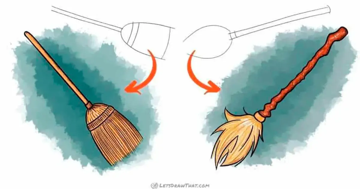 How to draw a broomstick