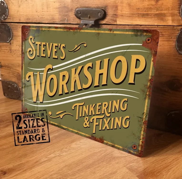 Homemade Christmas gifts for dad Personalised workshop sign