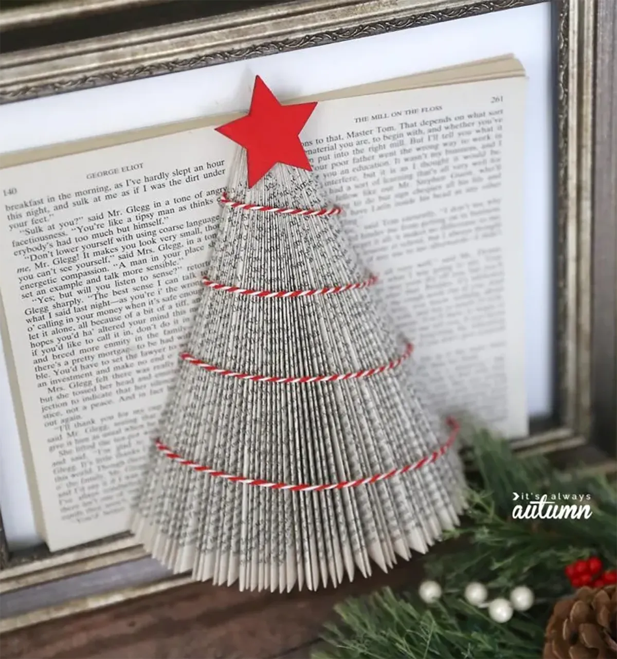 book folding christmas tree