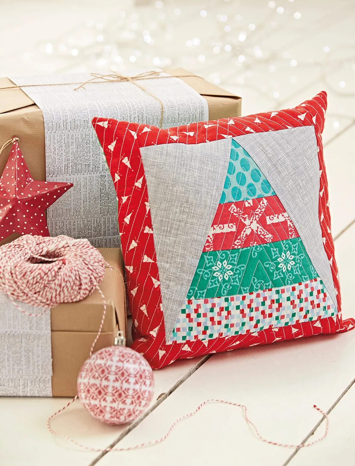 Christmas patchwork cushion