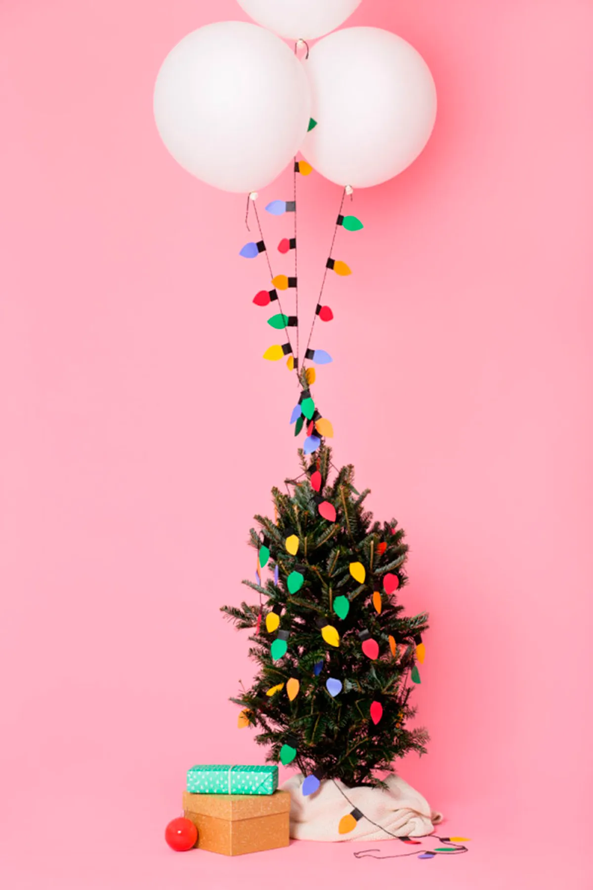 DIY Christmas light balloon garland