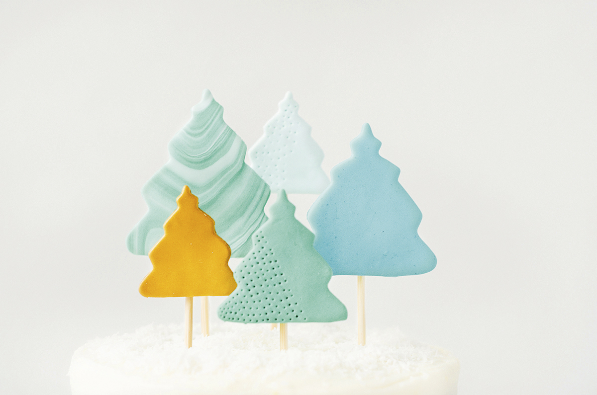 Polymer clay tree cake toppers