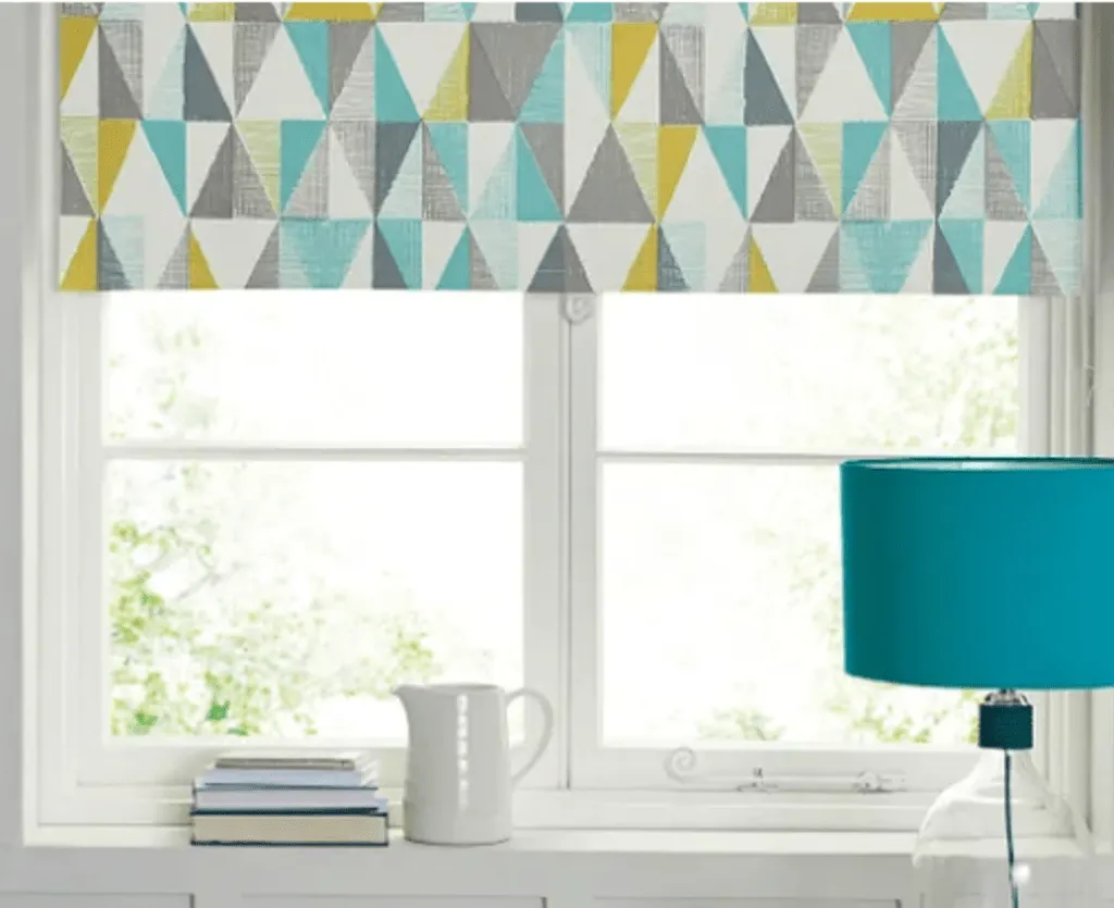 Colourful roller blind in geometric pattern