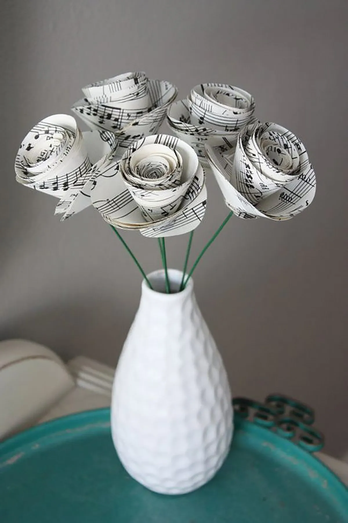 diy valentines decorations - roses made from sheet music