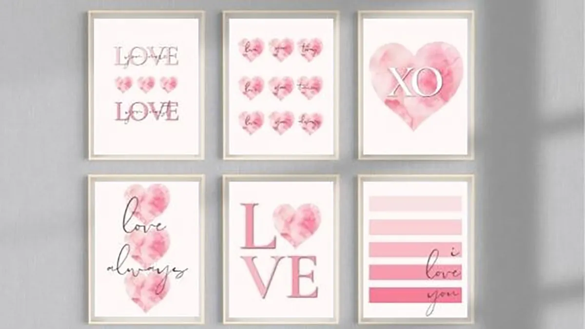 diy valentines decorations - A set of six prints