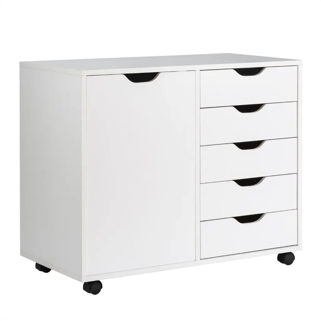 5-Drawer Mobile Side Cabinet with Wheels