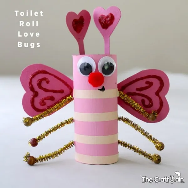 A cute bug made from a toilet roll - valentines crafts for kids