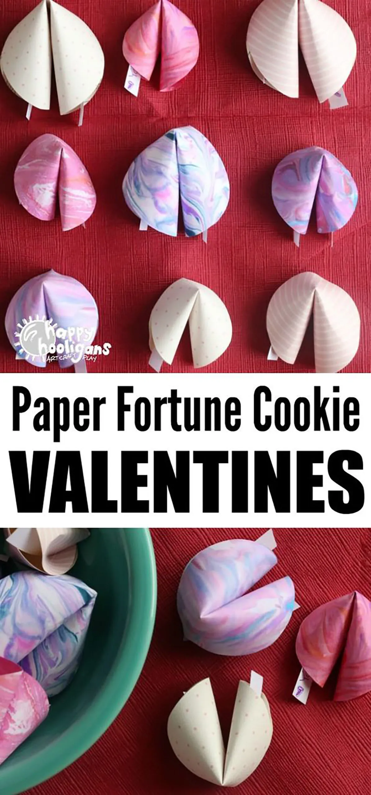 Fortune cookies made from colourful paper