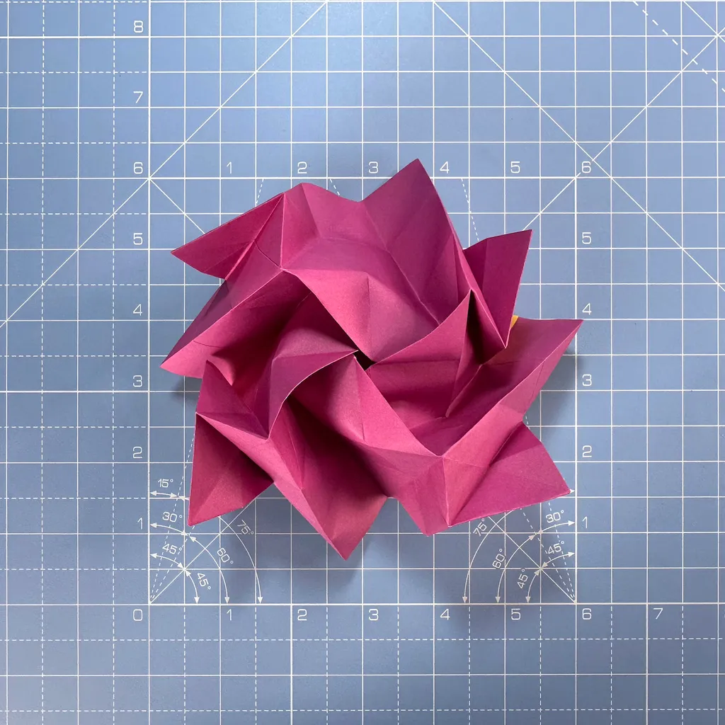 How to make an origami rose, step 39