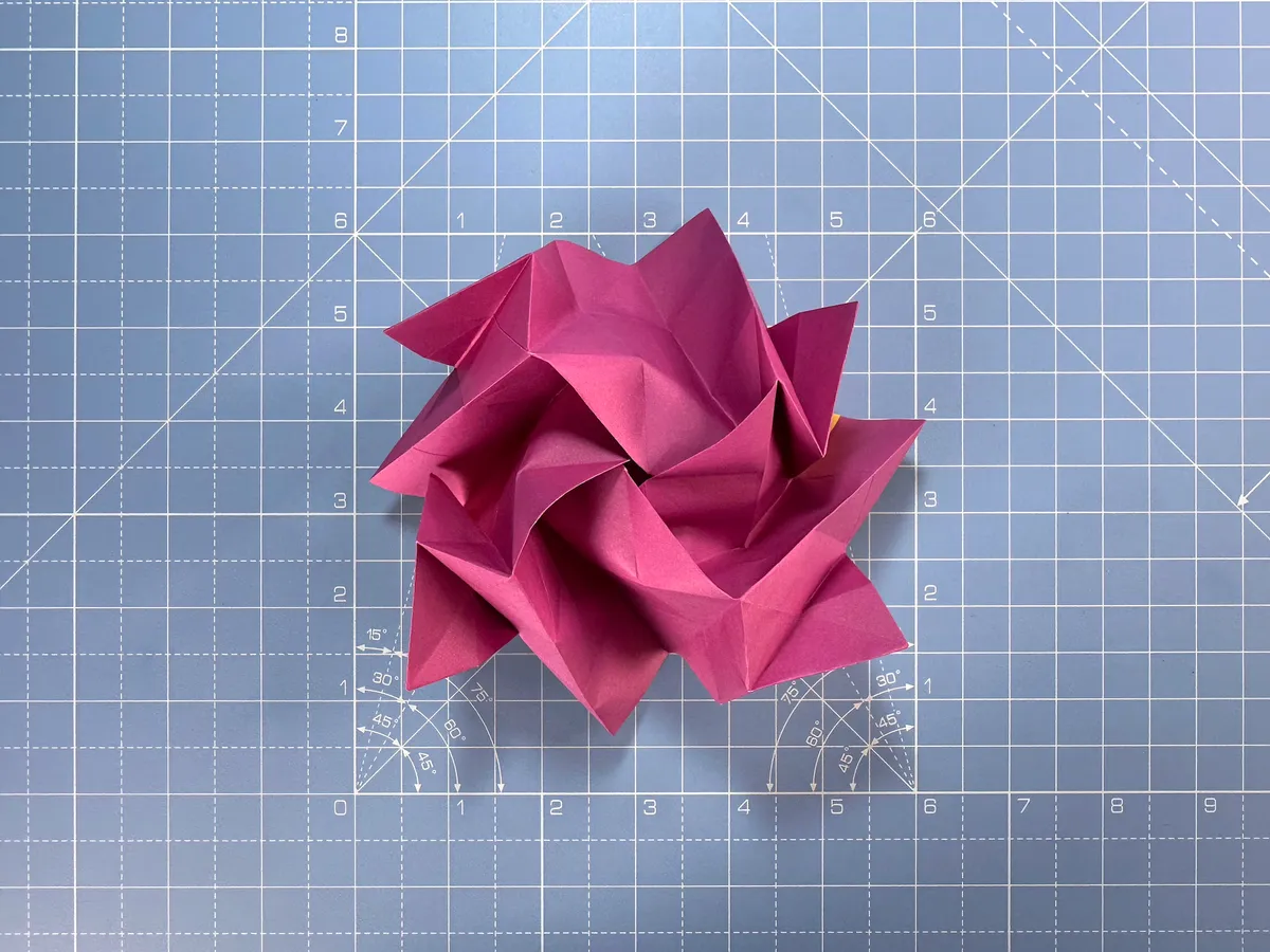 How to make an origami rose, step 39