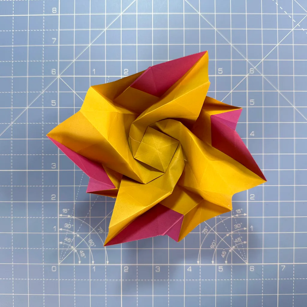 How to make an origami rose, step 40