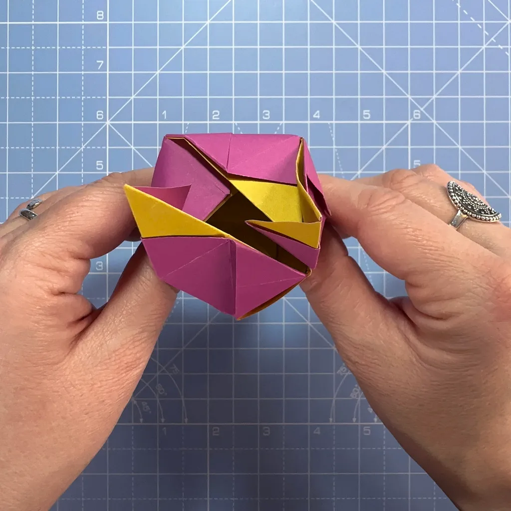 How to make an origami rose, step 45a