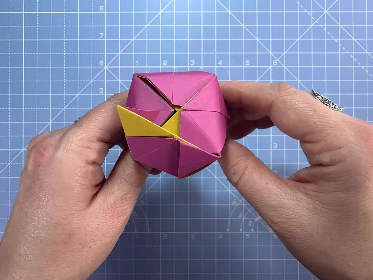 How to make an origami rose, step 45
