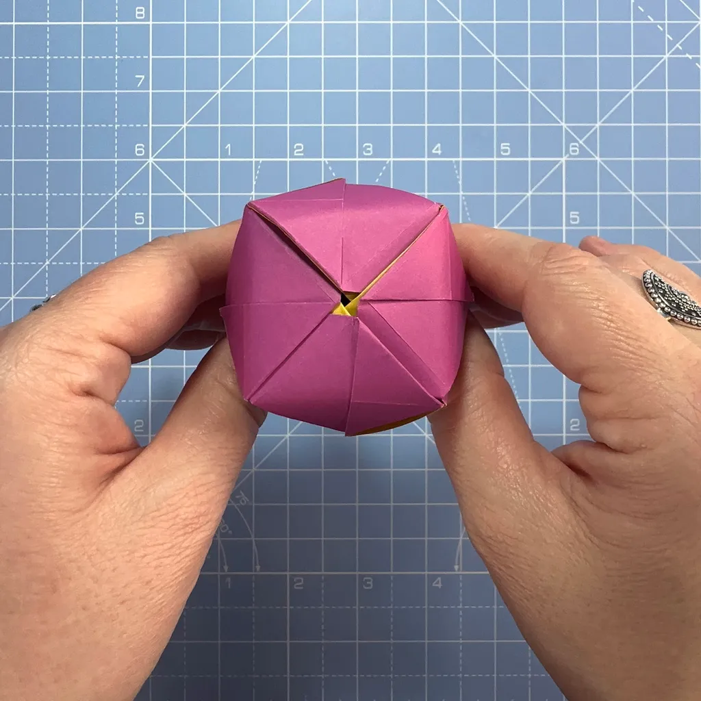 How to make an origami rose, step 46