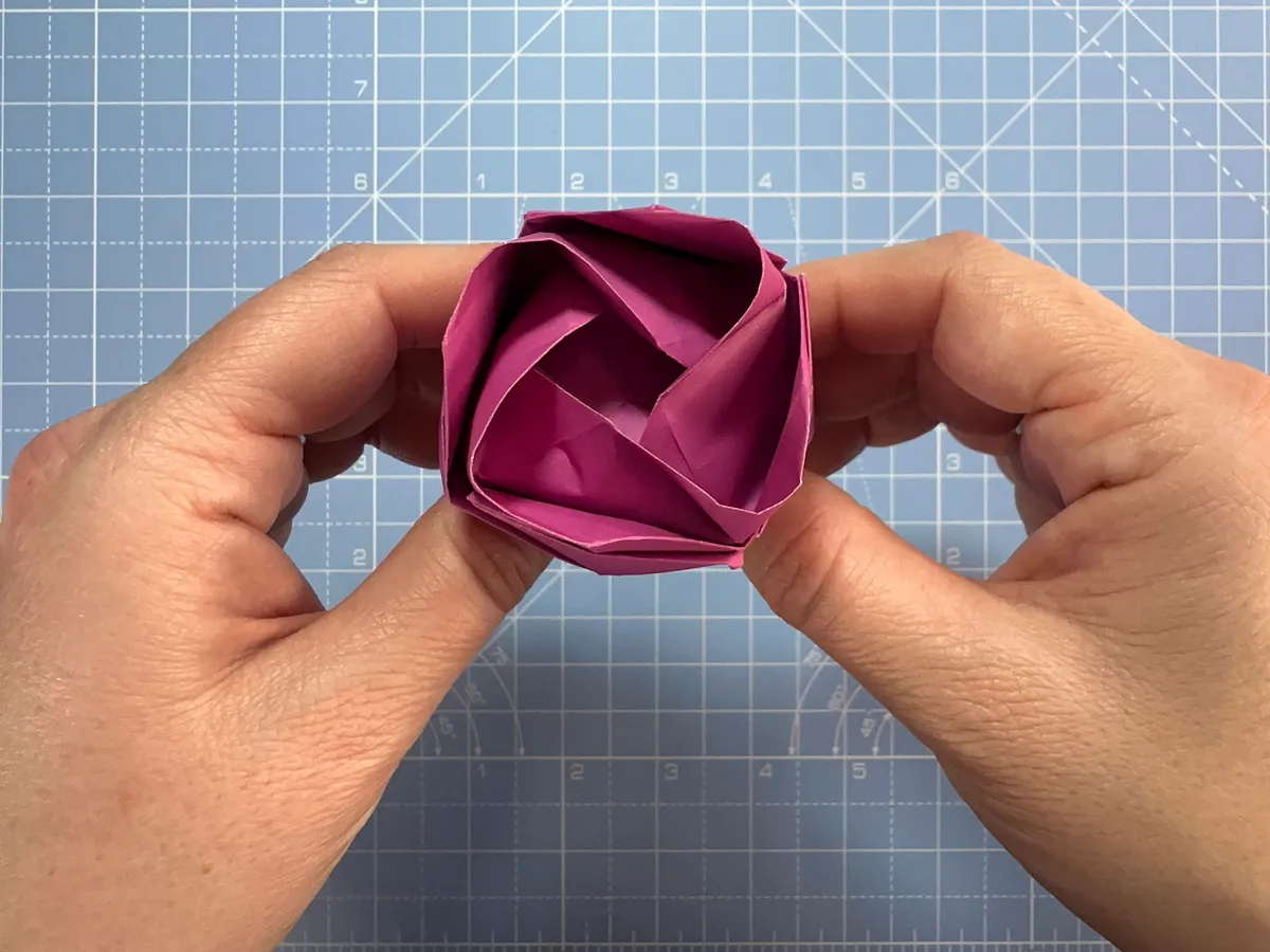 How to make an origami rose, step 48