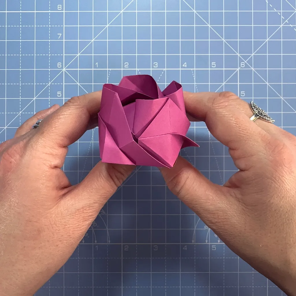 How to make an origami rose, step 49