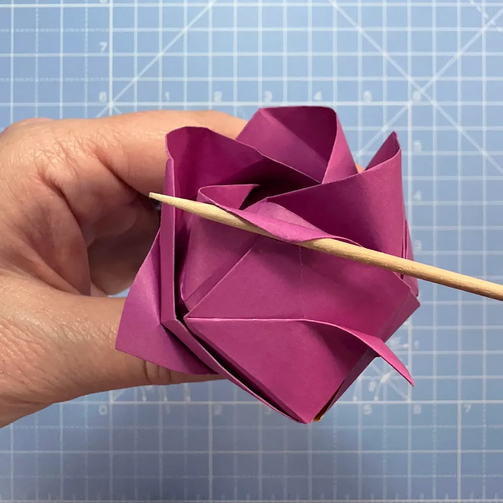 How to make an origami rose, step 50