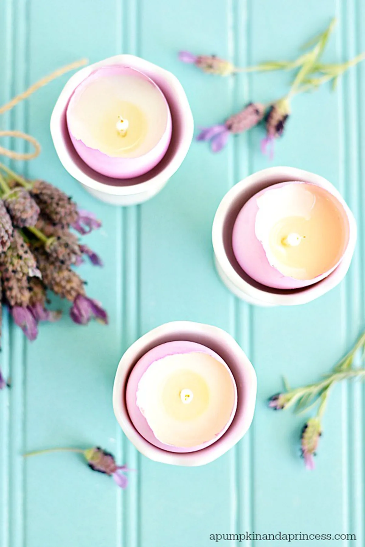 Lavender eggshell candles
