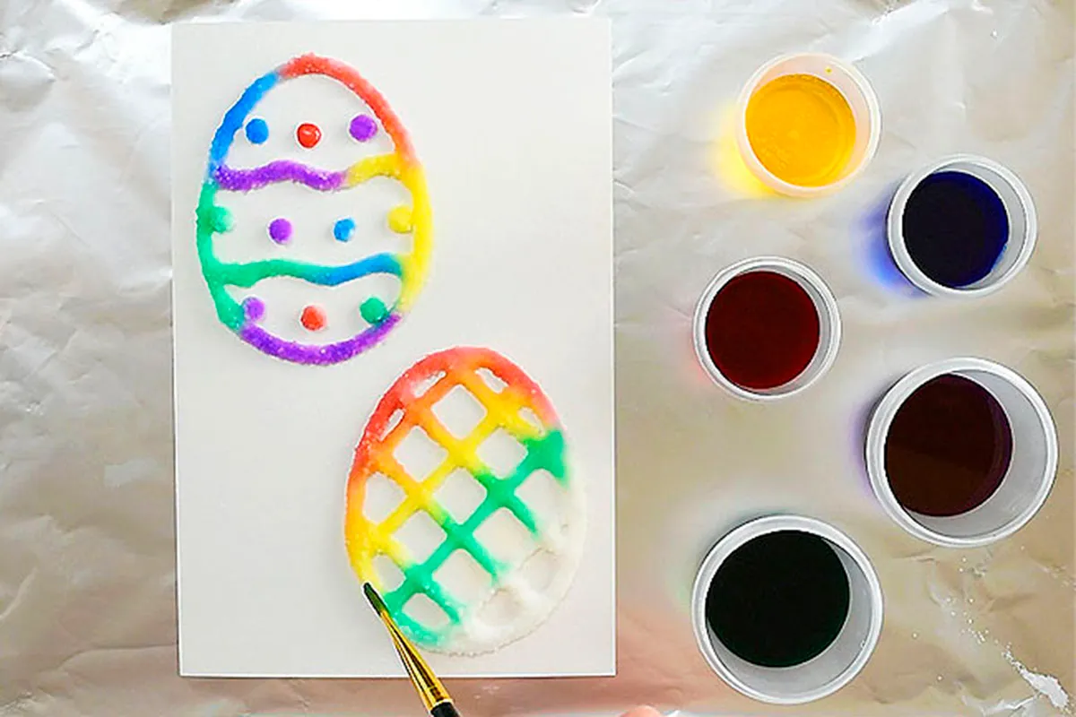 Salt painted Easter eggs