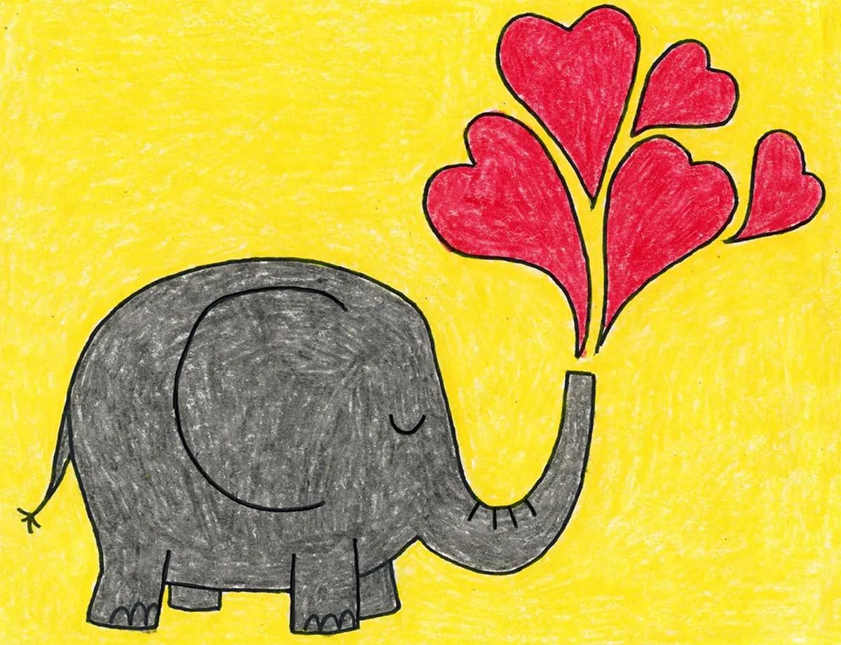 valentines drawing ideas - elephant