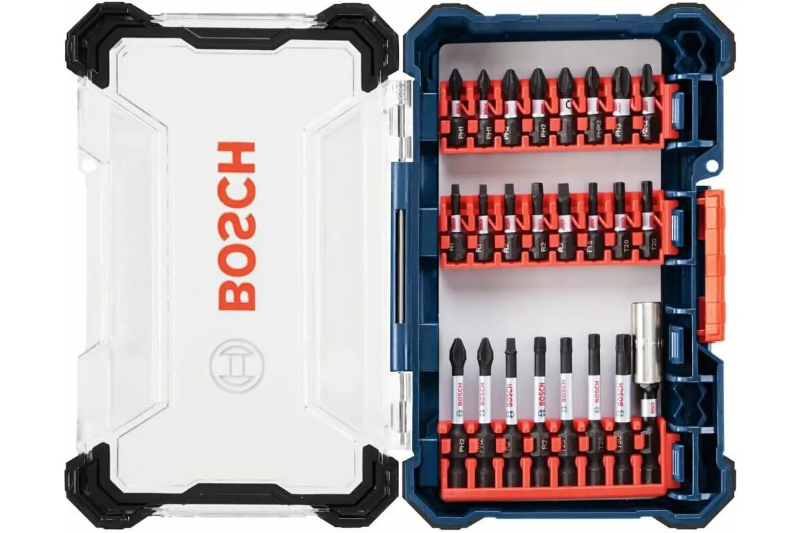 BOSCH SDMS44 44-Piece Assorted Impact Tough Screwdriving Custom Case System Set on a white background