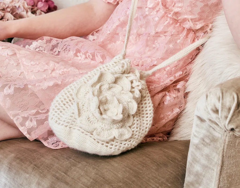 Crochet coquette rose bag