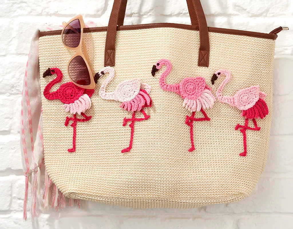 Crochet flamingo motifs