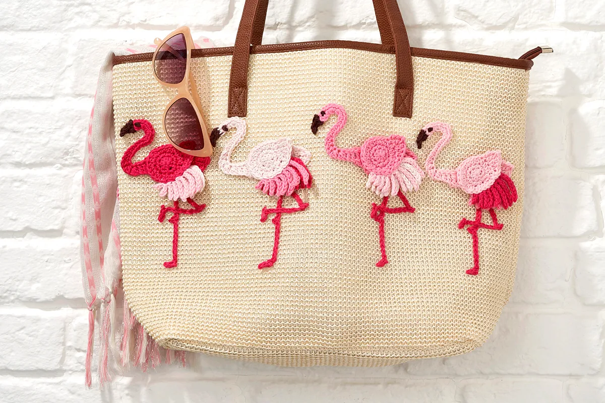 Crochet flamingo motifs
