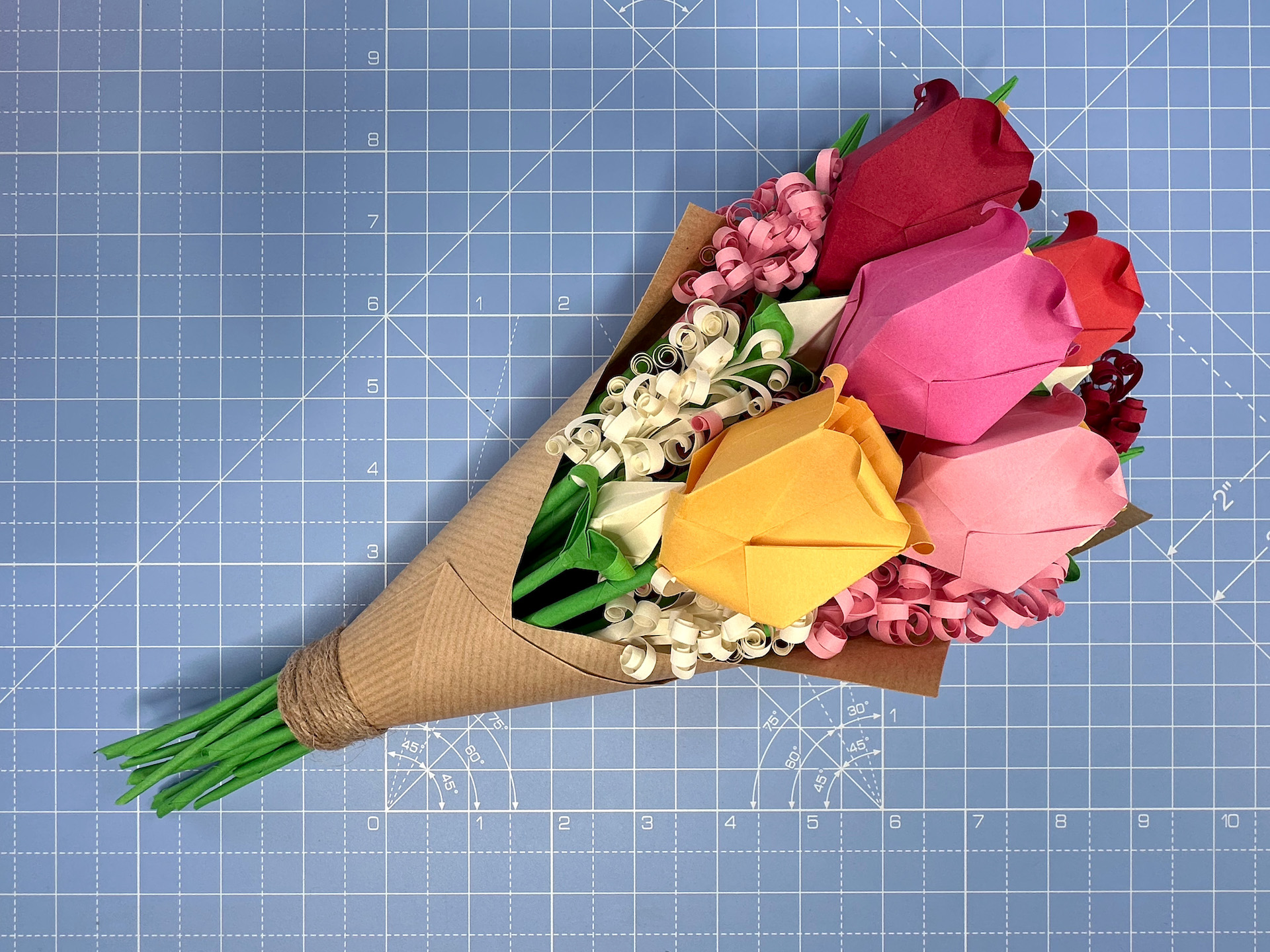 Making an origami bouquet step 59