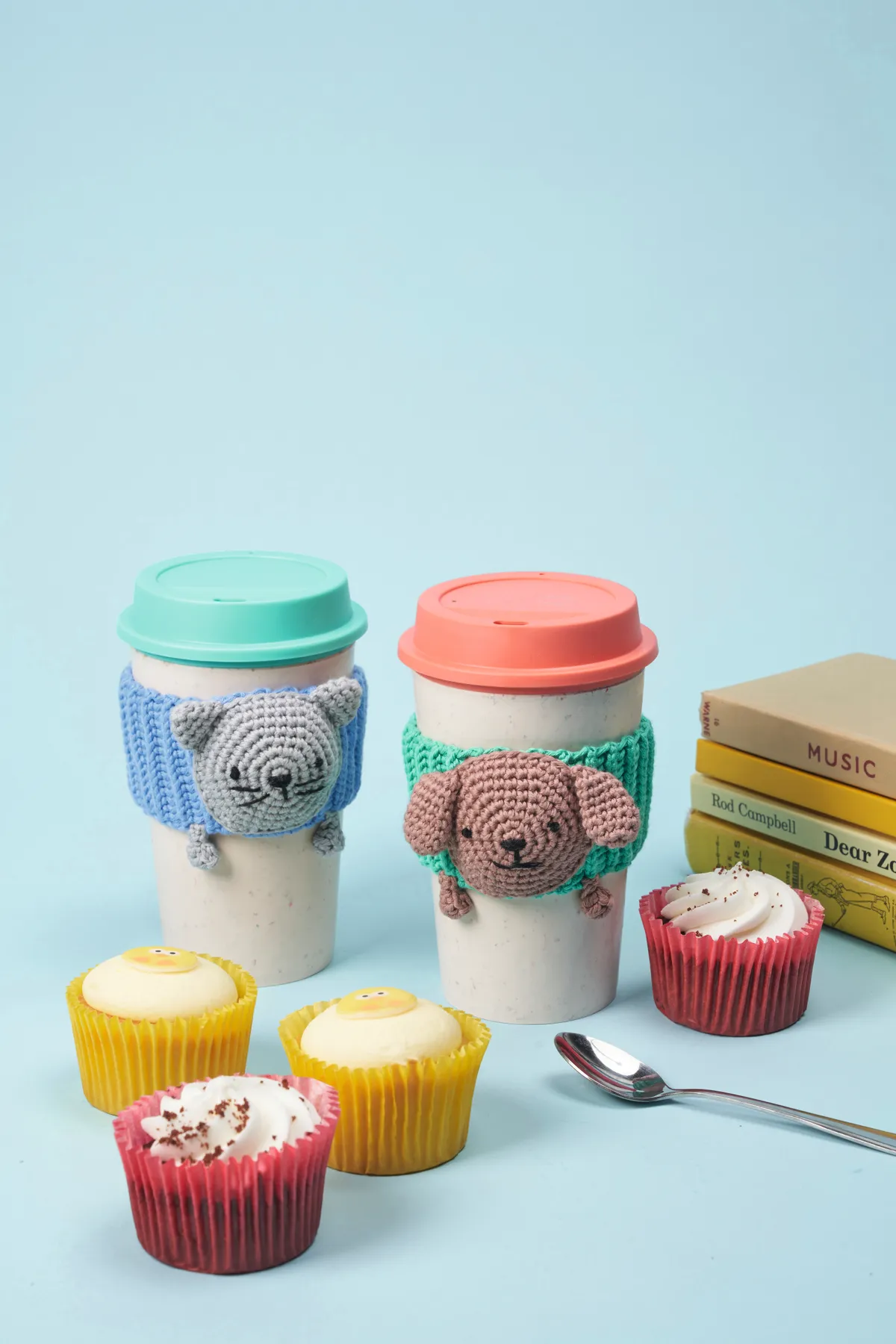 Crochet animal coffee cup cosies - cute crochet ideas