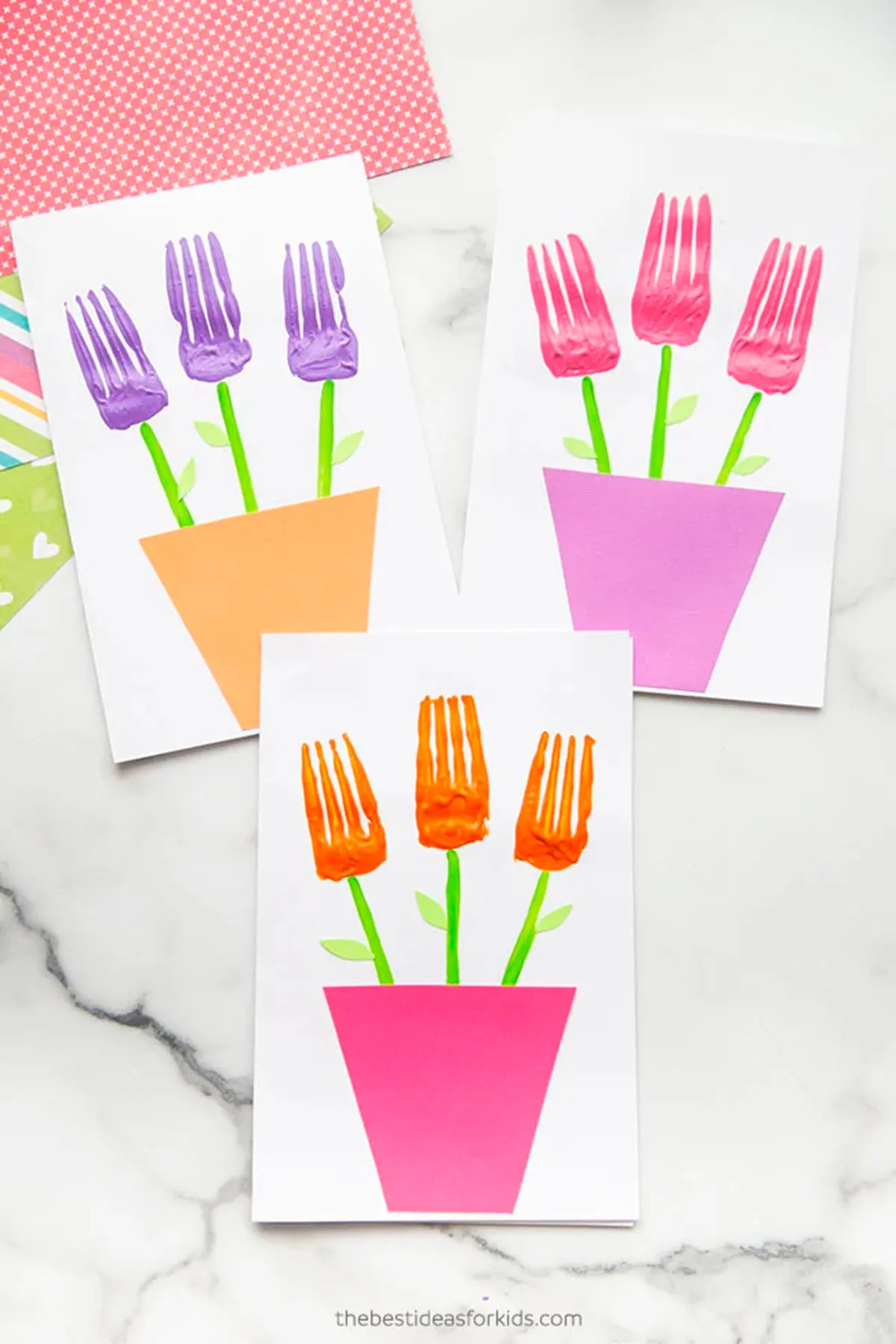 Fork flower painted cards