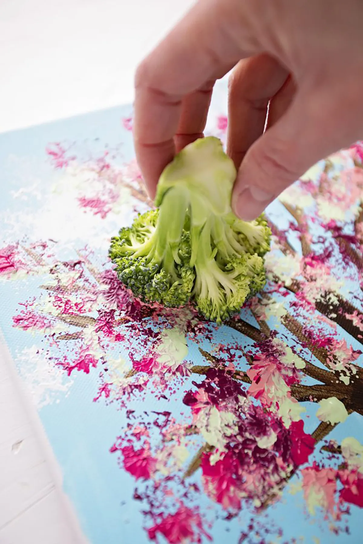 spring crafts for kids - Welcome-to-Nanas-spring-broccoli-painted-tree-art-DIY-tutorial-kids-painting-5-683x1024