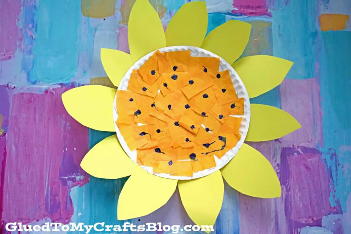 spring crafts for kids - paper-plate-sunflower-kid-craft-2-768x512