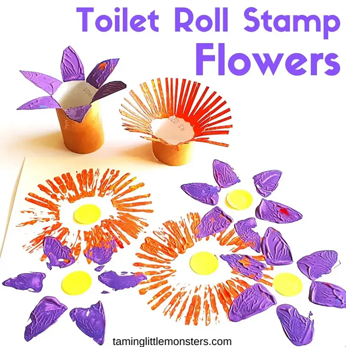 spring crafts for kids - toilet-roll-flower-stamps