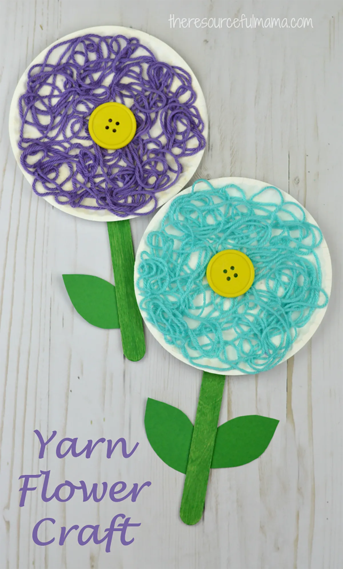 spring crafts for kids - yarn-flower-craft